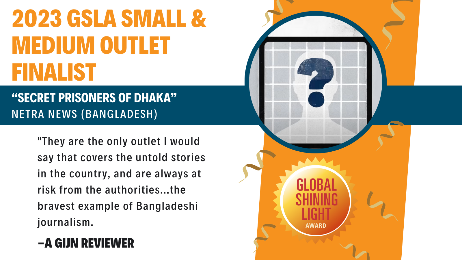 “Secret Prisoners of Dhaka” shortlisted for Global Shining Light Award 2023